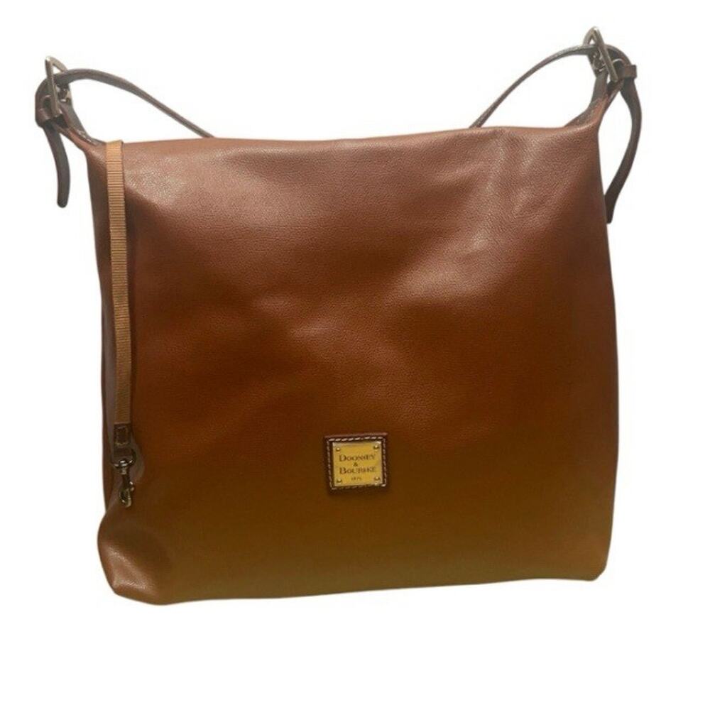 Dooney & Bourke Pebble Leather Large Tote East/West Sac Caramel Brown - Picture 3 of 17